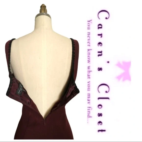 Nanette Lenore Burgundy & Black Whip Stitched Sleeveless Sheath Dress & Blazer. - Picture 6 of 6